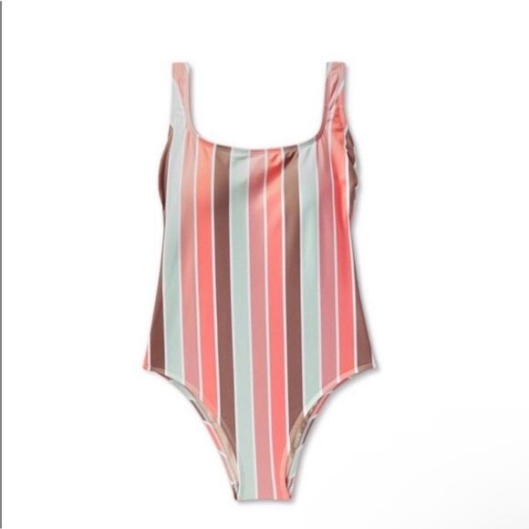 NWT Kona Sol Medium Scoop Neck Coverage One Piece Swimsuit Multicolored Bikini - Picture 4 of 10